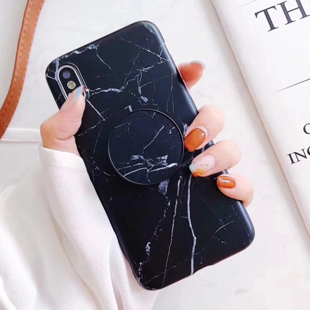 NEW iPhone Max/XR/X/XS/7/8/Plus Black Marble Case